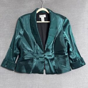 J.R. Nites Jacket 18 Green Organza Formal Evening Blazer Cocktail Holiday Party